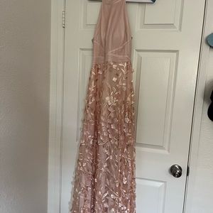 Adrianna Papell full length halter appliqué gown